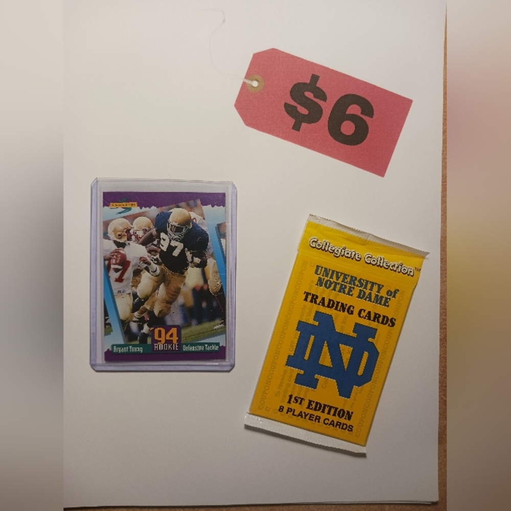 Bryant Young 1994 Score RC #282 & Notre Dame 1st Edition Card Pack